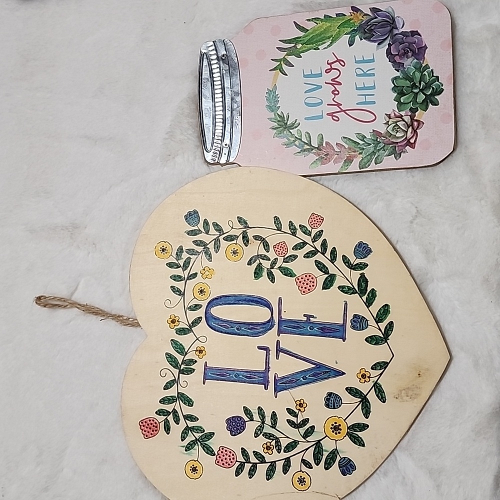 WOODEN  WALL HANGINGS   LOVE ❤️  LOVE GROWS HERE.